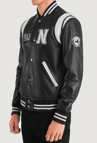 Liberte New York Black Leather Varsity Jacket