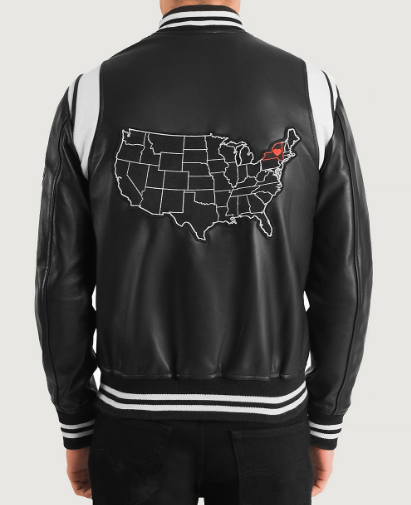 Liberte New York Black Leather Varsity Jacket