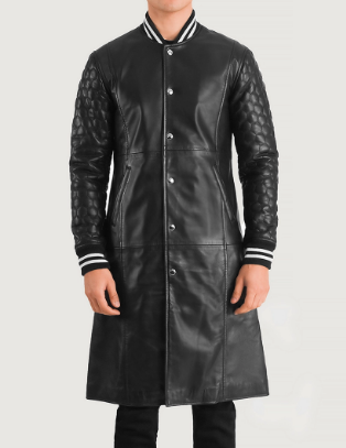 Wilde Black Leather Varsity Coat