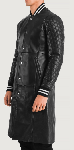 Wilde Black Leather Varsity Coat