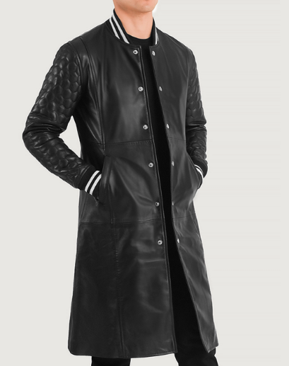 Wilde Black Leather Varsity Coat