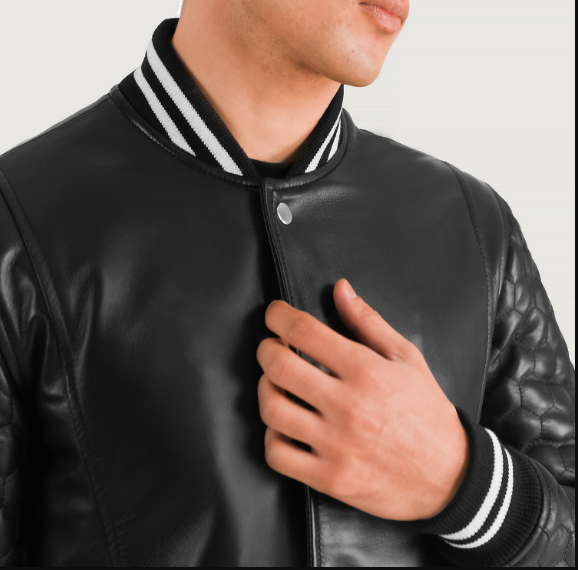 Wilde Black Leather Varsity Coat