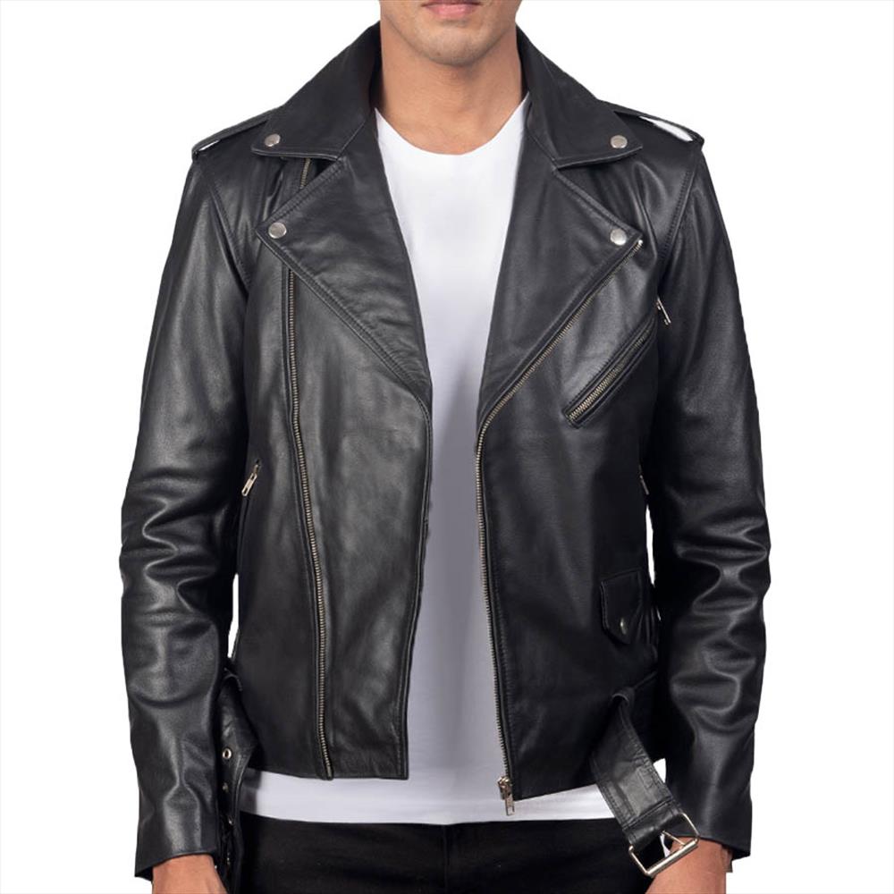 Alley Strap Black Leather Biker Jacket