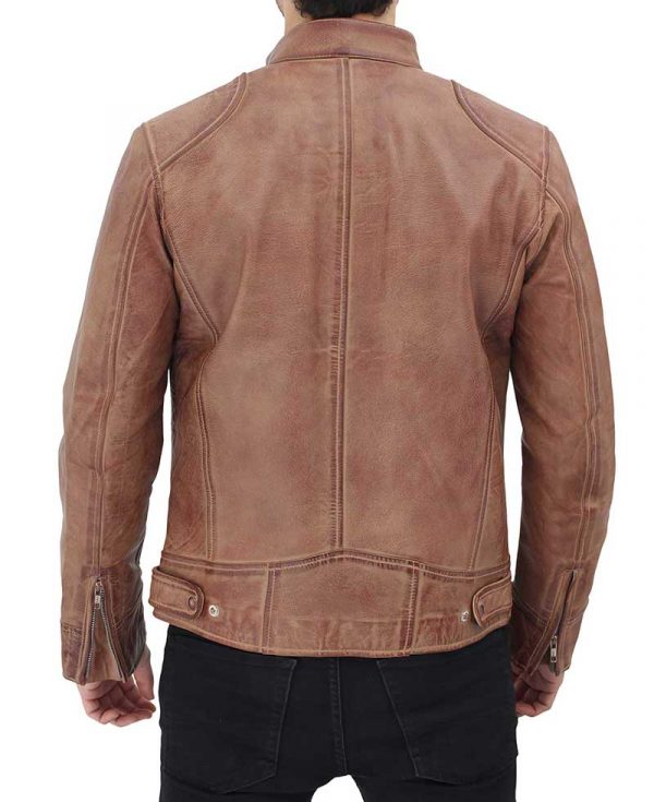 Cafe Racer Leather Jacket Dodge Leather Distressed