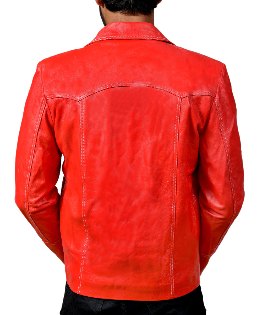 Fight Club Red Men's Leather Jacket