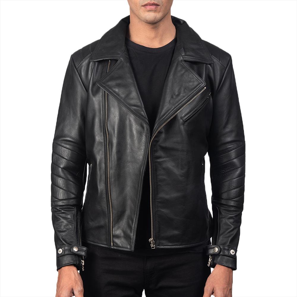 Men's Raiden Black Leather Biker Jacket