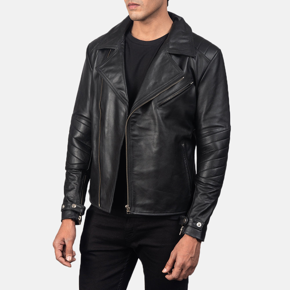 Men's Raiden Black Leather Biker Jacket