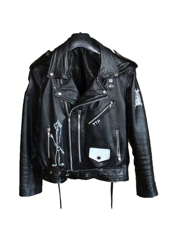 G-Eazy Black Leather Printed Back Jacket For Men’s