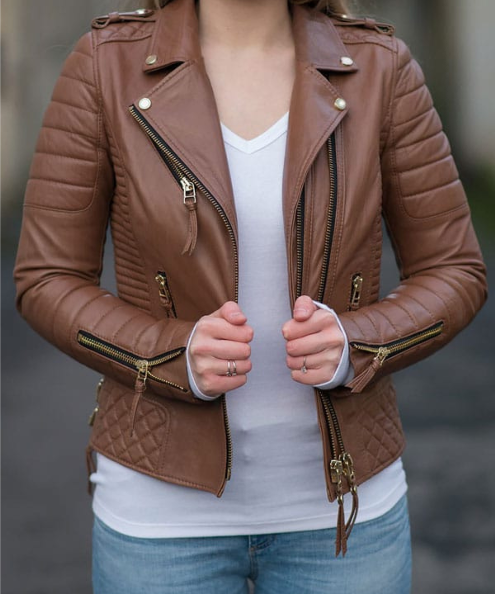 Women’s Brown Biker Leather Jacket