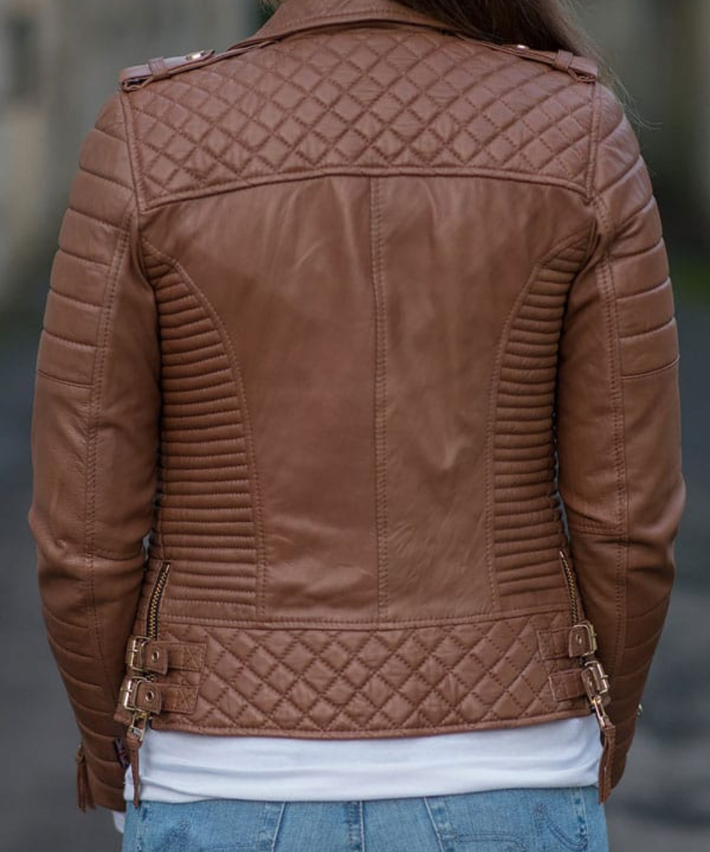 Women’s Brown Biker Leather Jacket