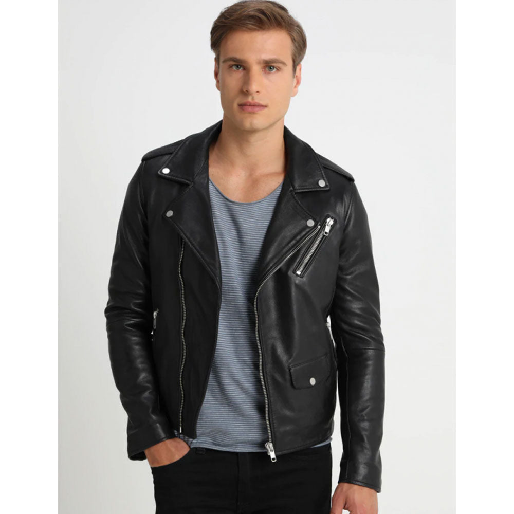 Allaric Alley Black Leather Biker Jacket