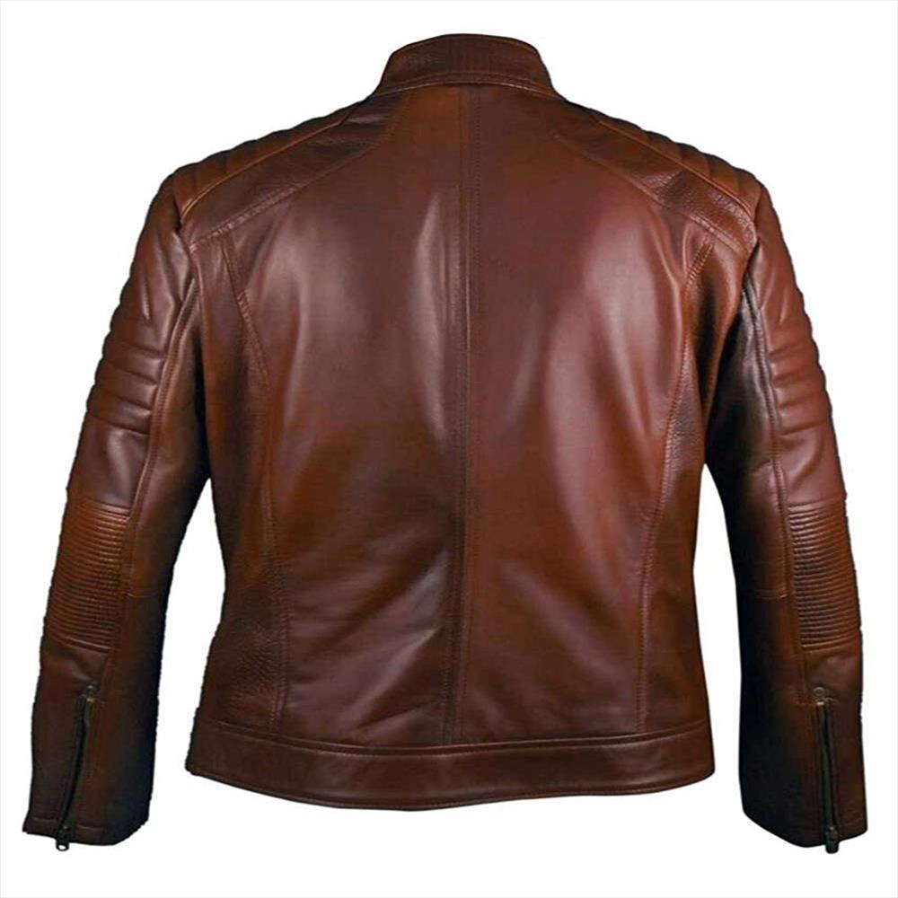 Coffmen Olive Brown Leather Bomber Jacket