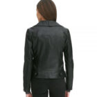 Hooded Stretch Leather Jacket