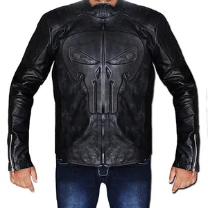 Punisher Skull Logo Real Leather Jacket