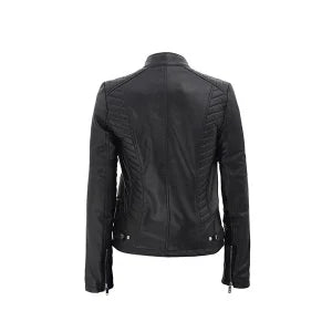 Rachel Women's Black Cafe Racer Leather Jacket