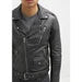 Alley Strap Black Leather Biker Jacket