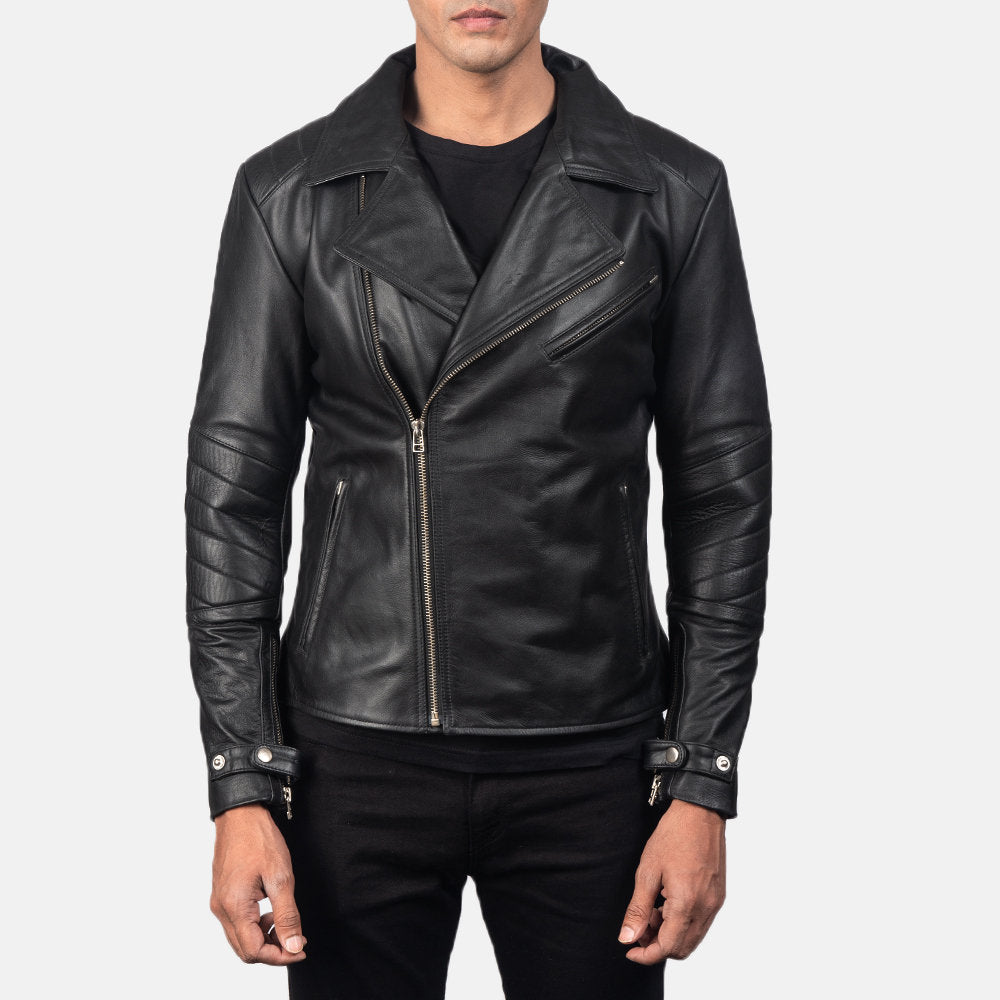 Men's Raiden Black Leather Biker Jacket