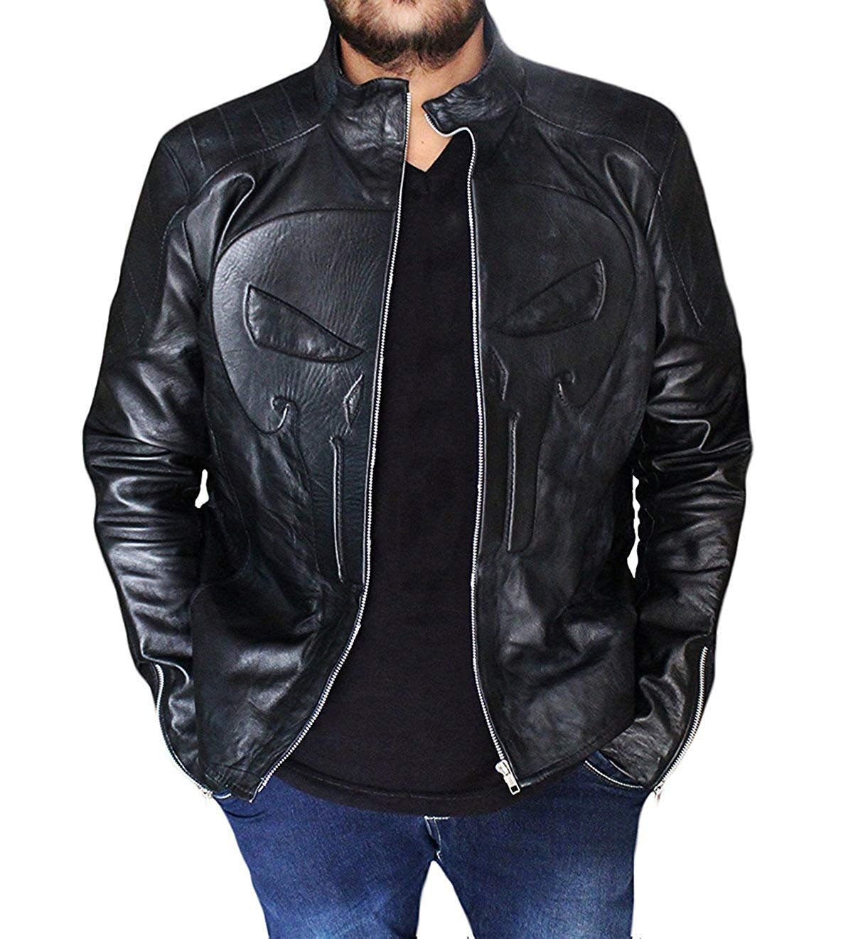 Punisher Skull Logo Real Leather Jacket