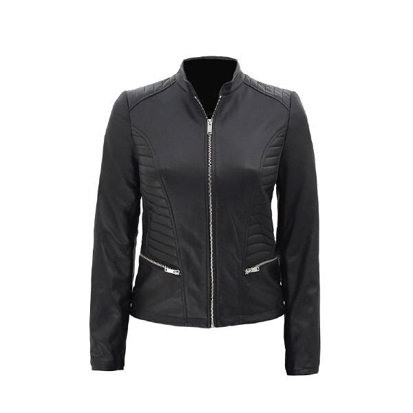 Rachel Women's Black Cafe Racer Leather Jacket