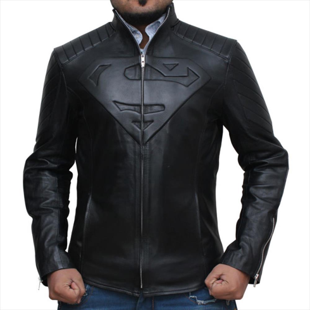 Smallville Superman Black Genuine Real Leather Jacket